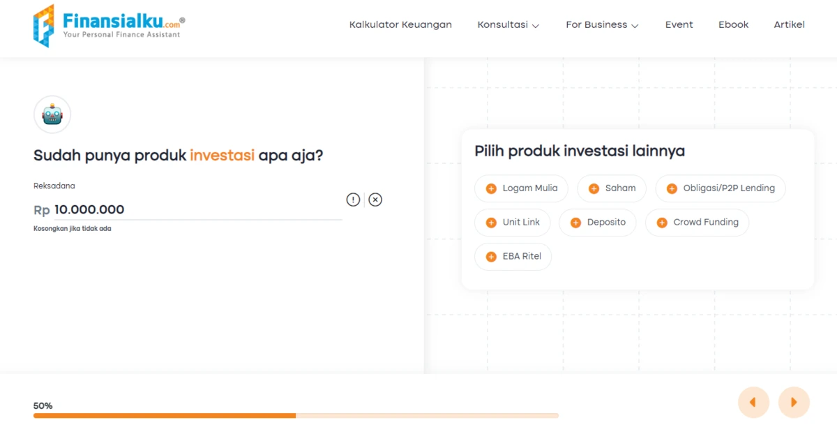 4 Mengisi informasi investasi