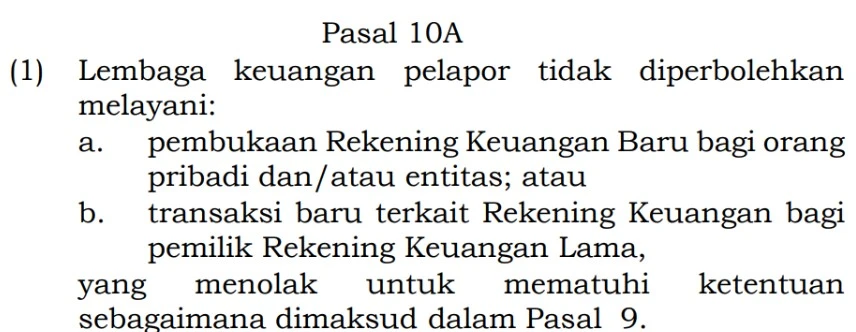 pasal pembukaan rekening