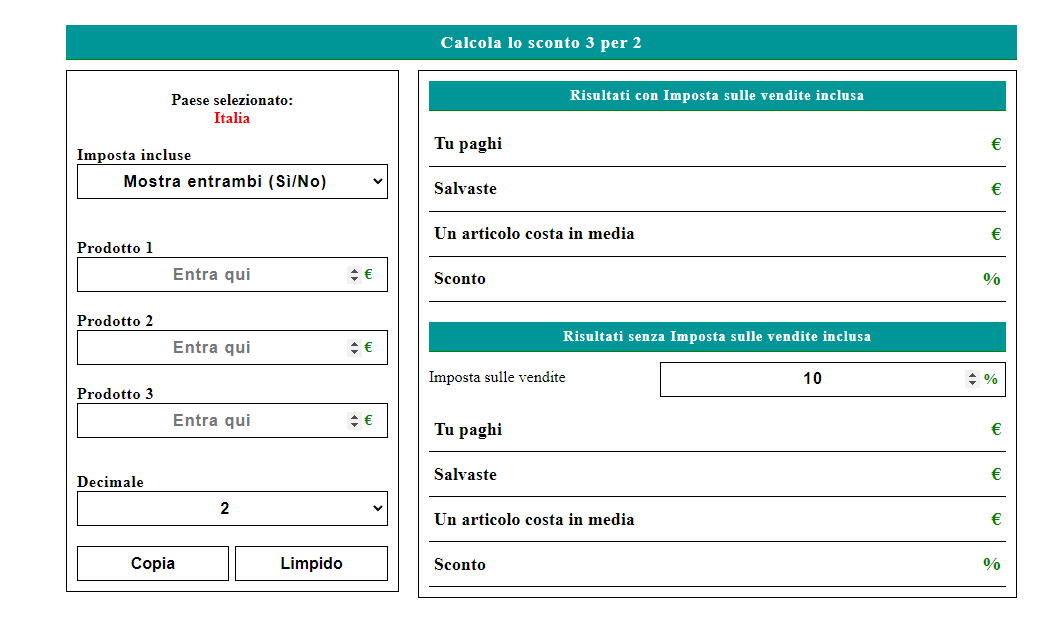 Calcolo Sconto Percentuale