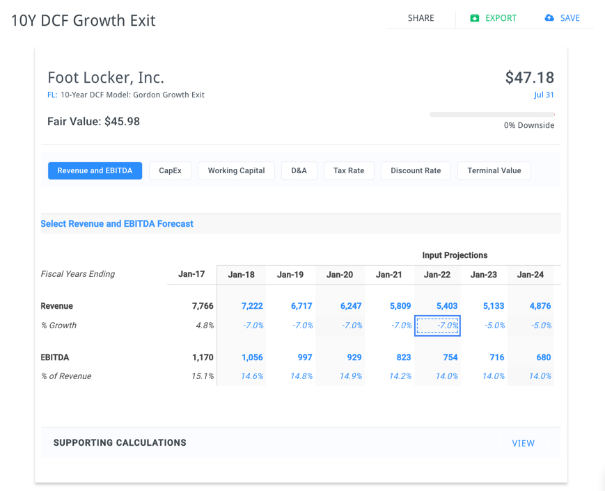 FL 10yr DCF - Downside Case