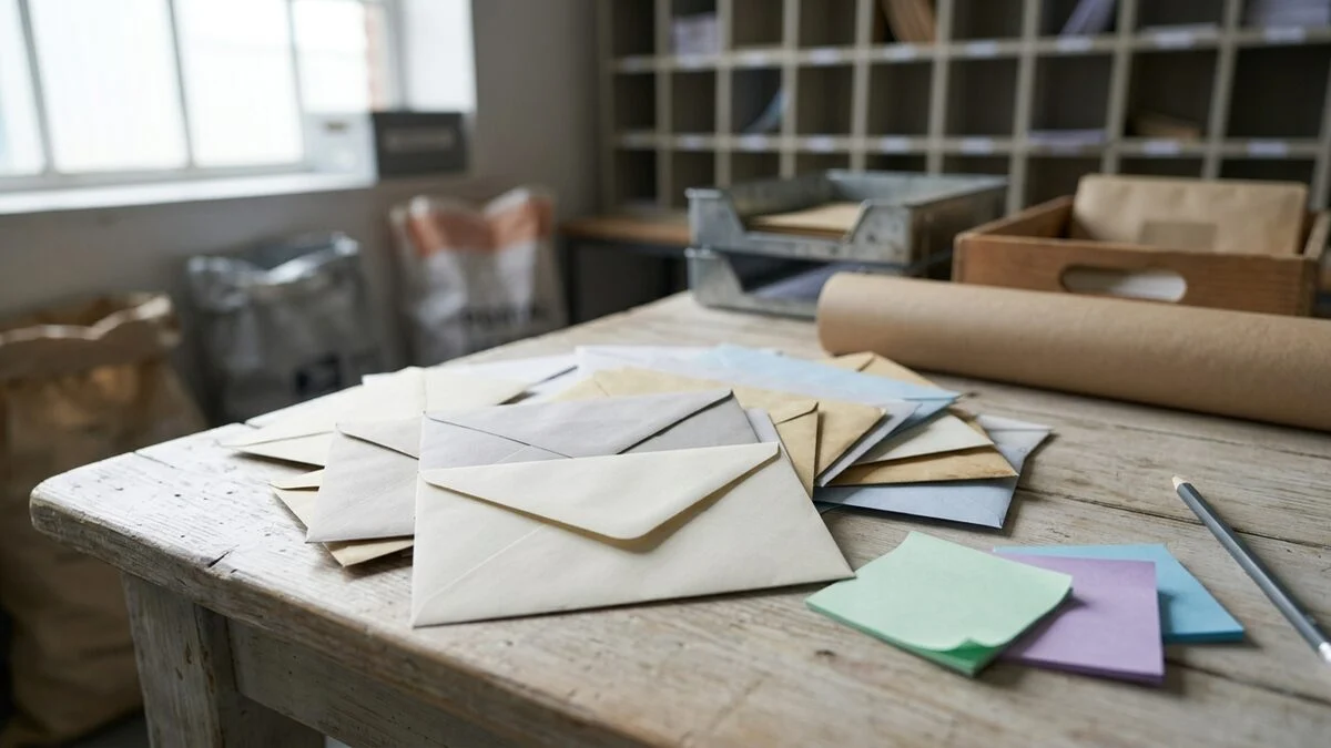 A stack of returned letters on a post-room table