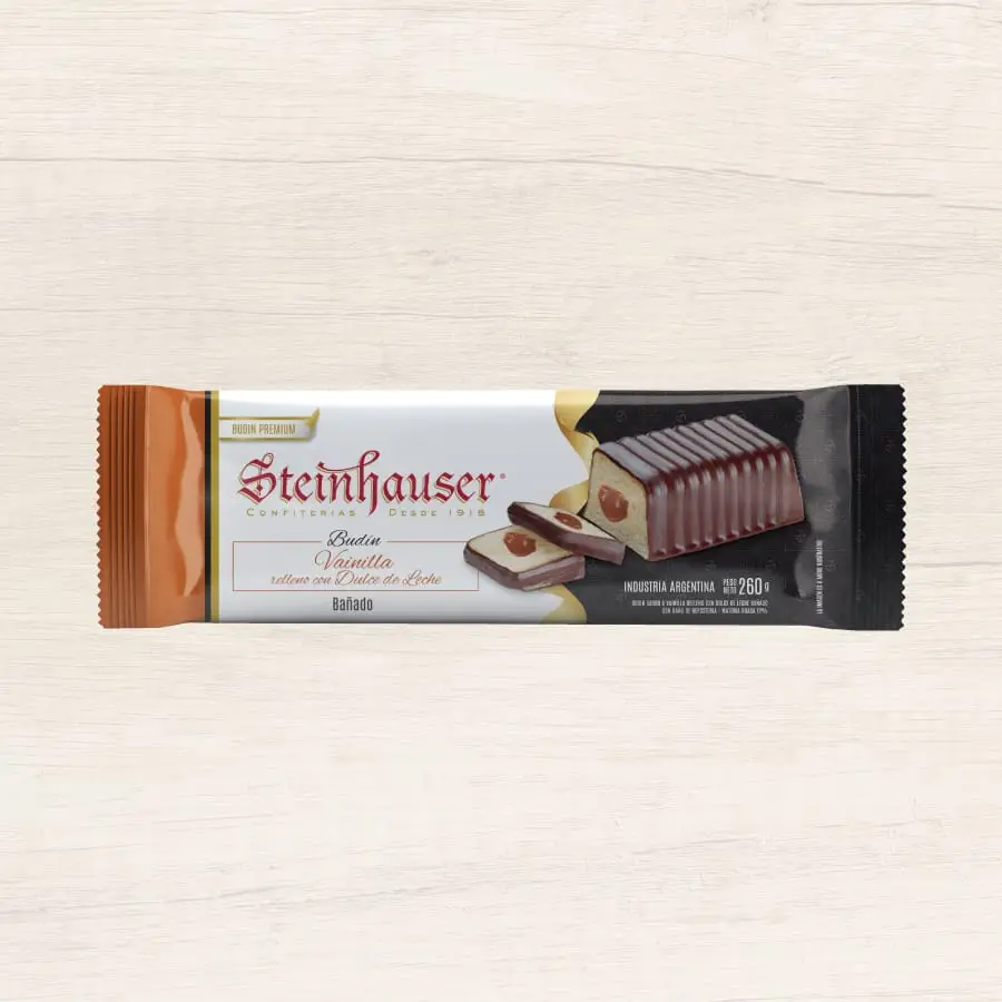 BUDIN STEINHAUSER RELLENO C/DULCE DE LECHE Y CON BAÑO DE CHOCOLATE