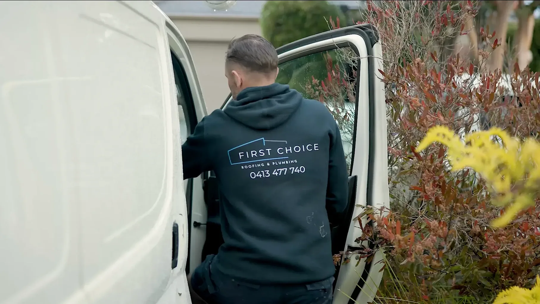 Adam entering van