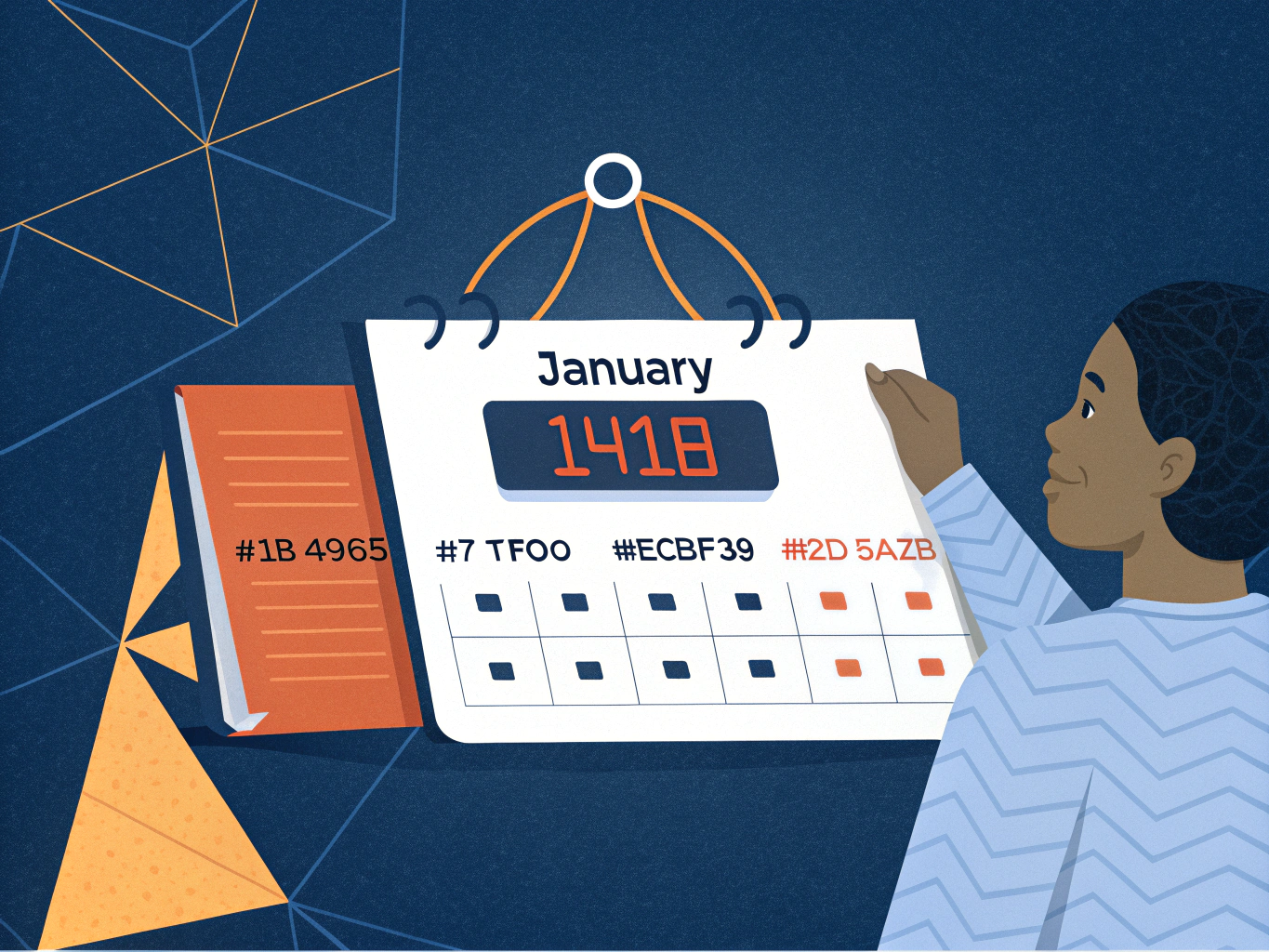 EDITORIAL ILLUSTRATION: En person tittar på en kalender med 14 januari markerad i rött, med en digital klocka som visar ti...