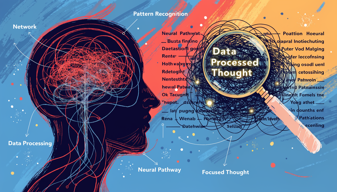 Grafisk illustration av lässtrategier och tankeprocesser för textförståelse