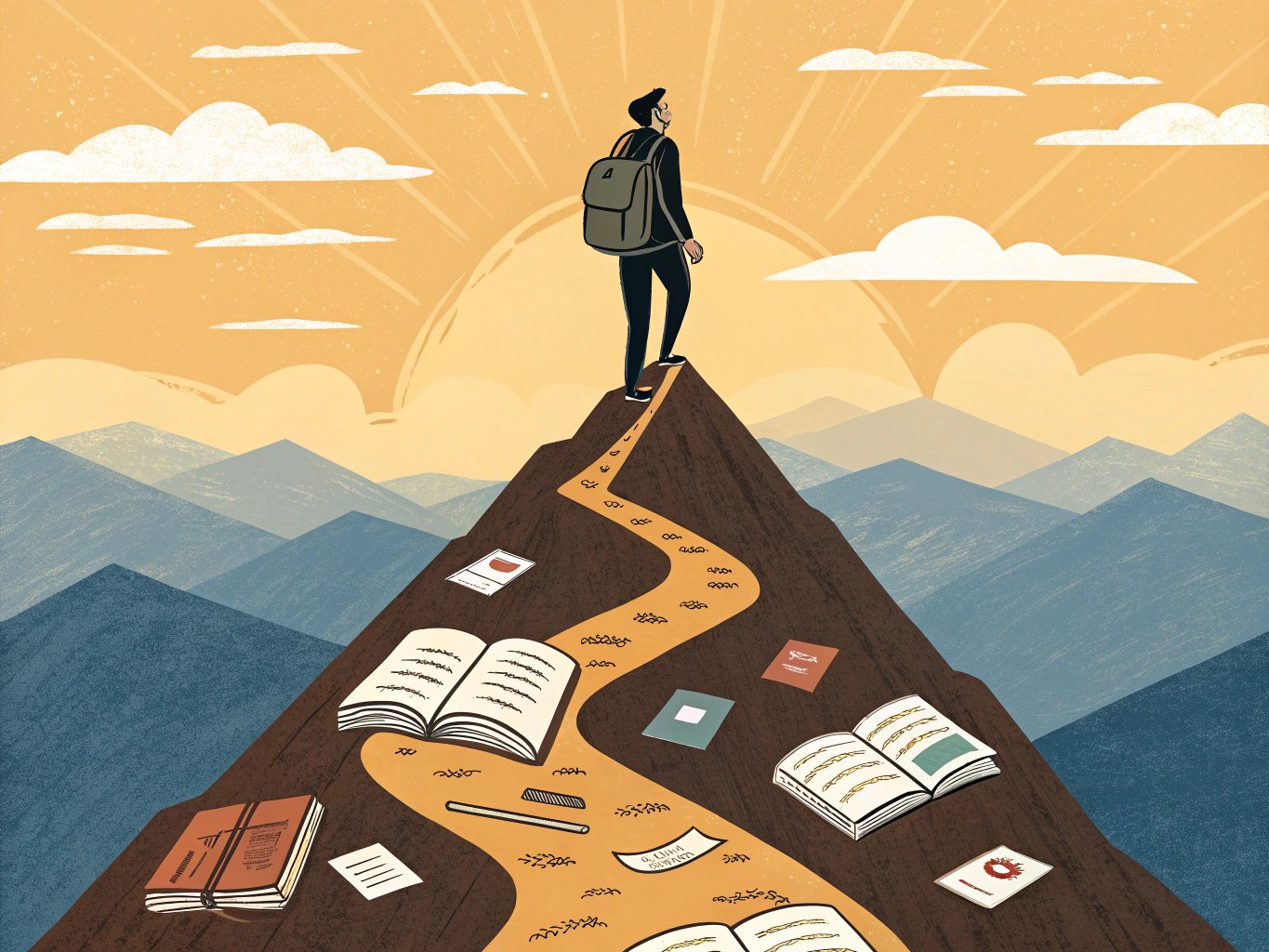 Illustration av framgång och uppnådd målsättning efter högskoleprovförberedelser