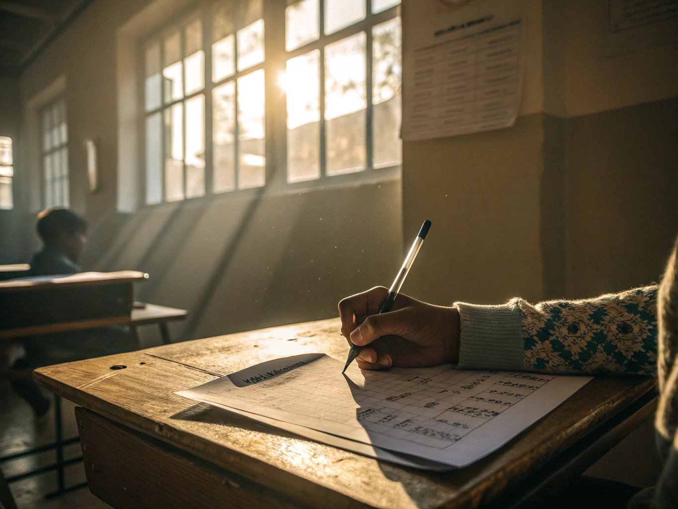 Högskoleprovets facit och testpapper på ett skrivbord