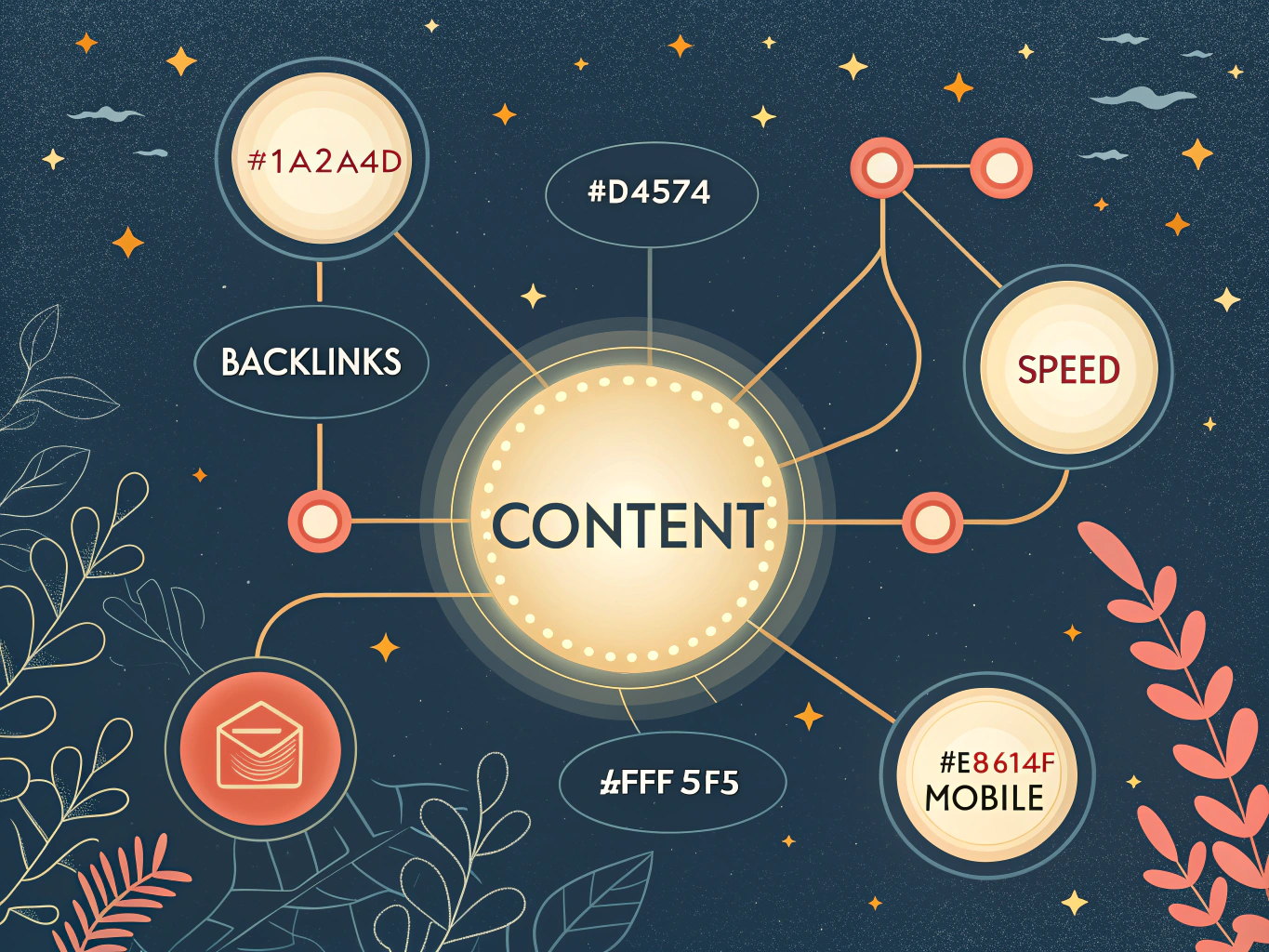 SEO ranking factors visualization showing content as central factor in 2025
