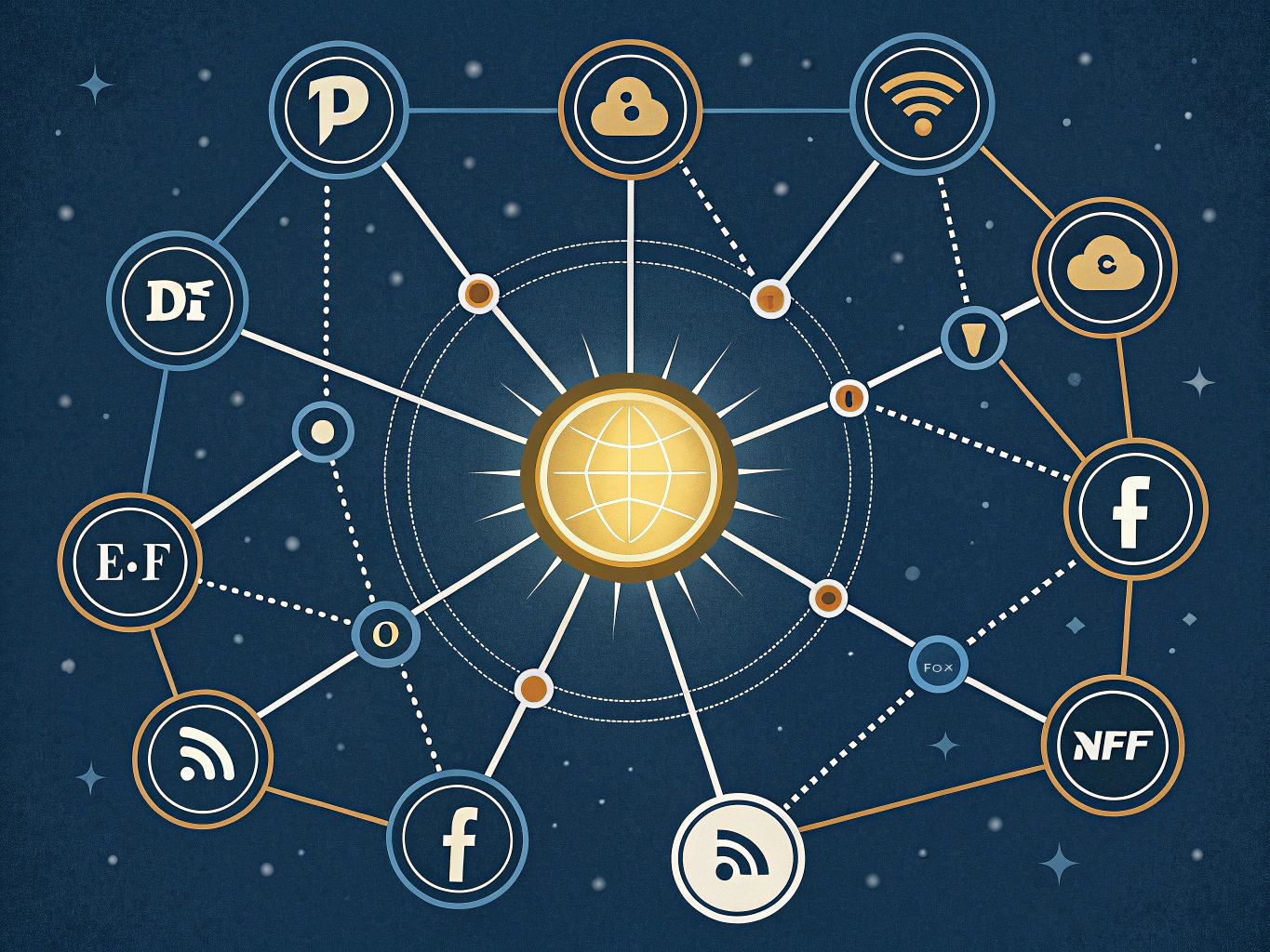 Off-page SEO ranking factors network visualization showing brand authority spreading across the web