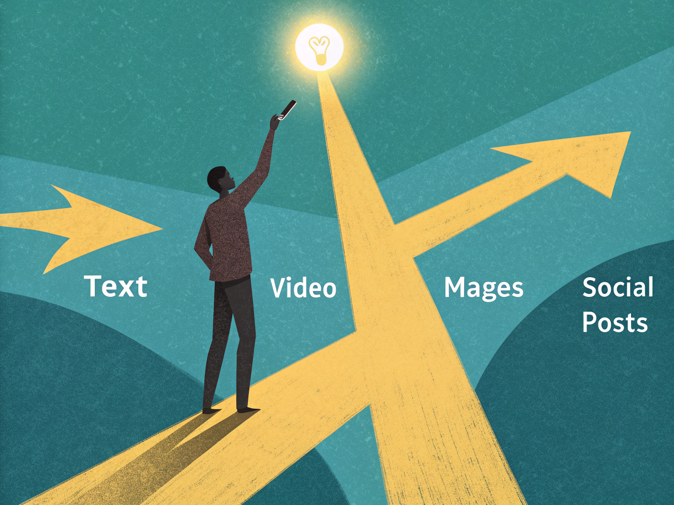 AI content creation tools offering multiple pathways for marketing content types