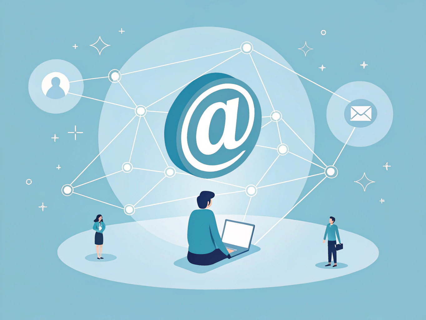 LinkedIn @ mention symbol representing tagging feature