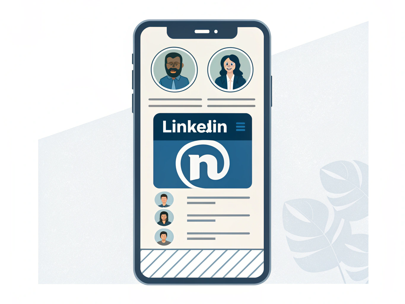 Step-by-step LinkedIn tagging interface showing @ symbol and profile suggestions