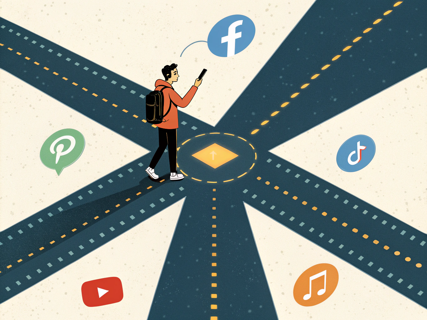 SEO strategy crossroads showing multi-platform optimization paths for 2026