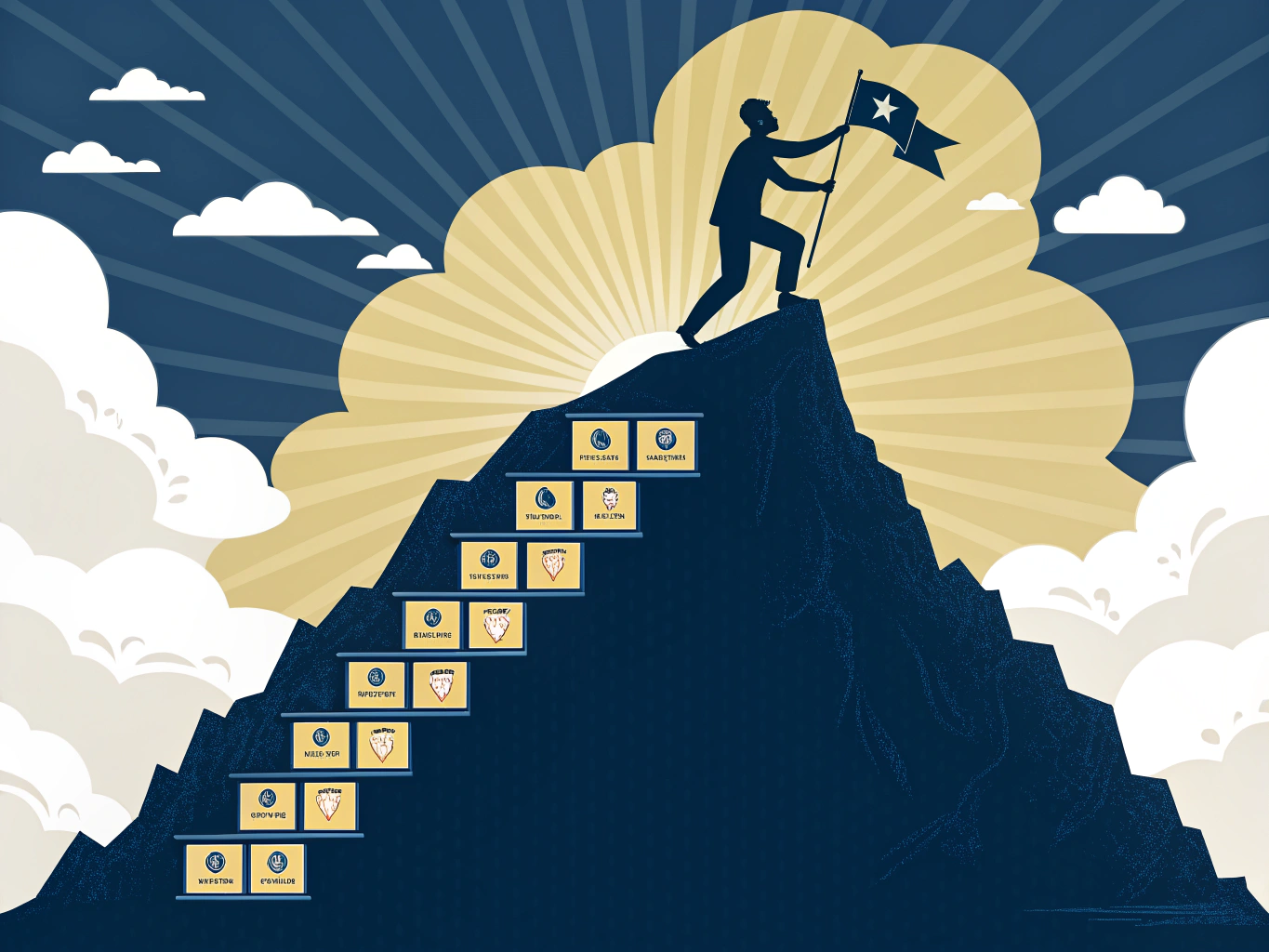 Climber ascending search ranking mountain to reach top positions