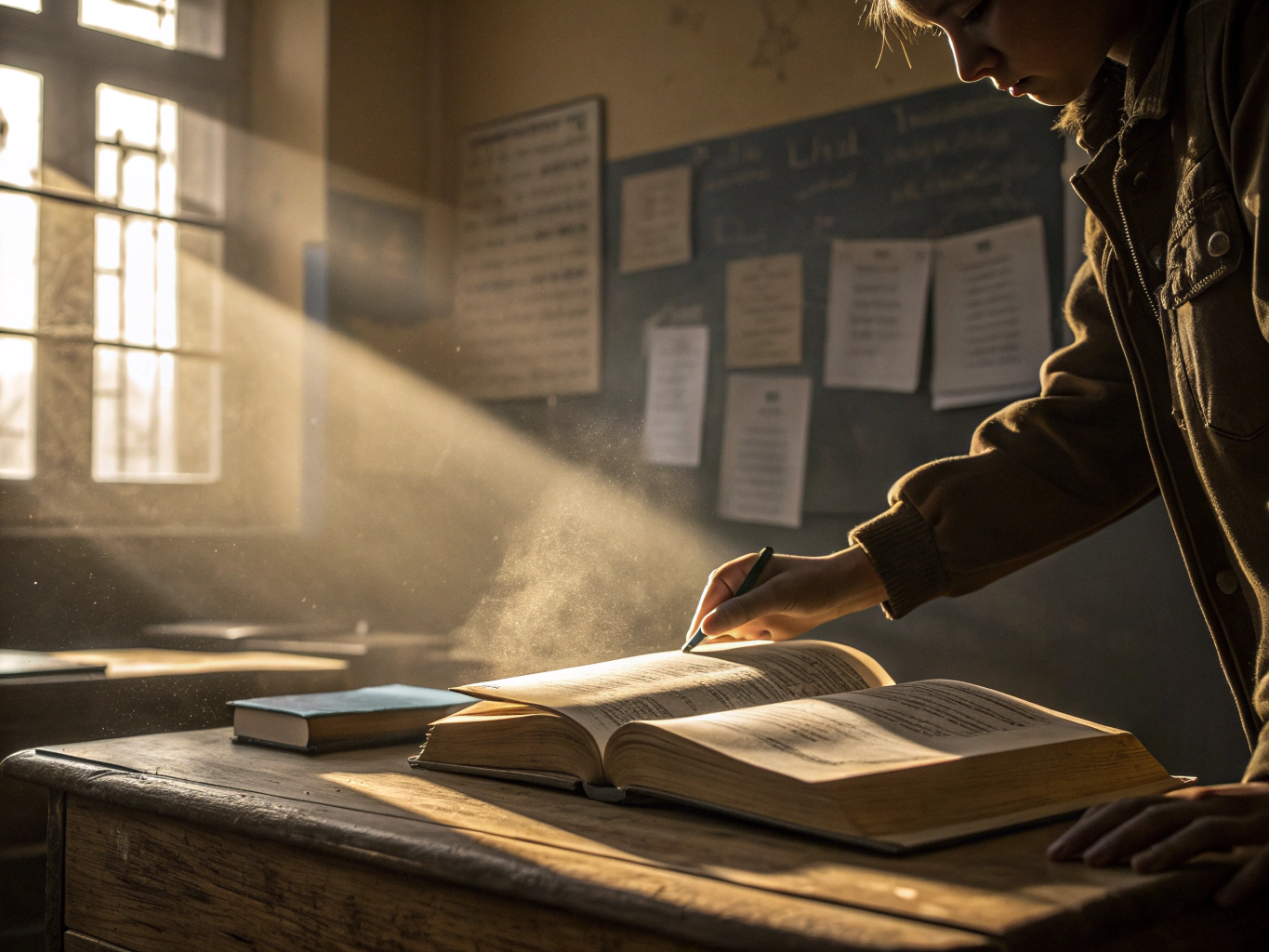 Gamla högskoleprov och studieförberedelse på ett skrivbord