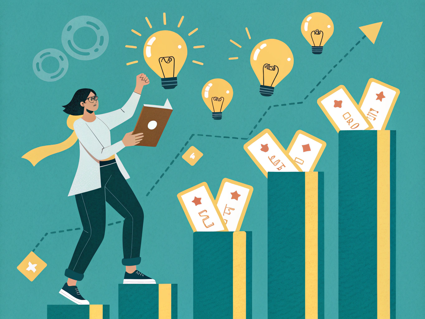 Illustration av anpassade quiz och studieframsteg för högskoleprov