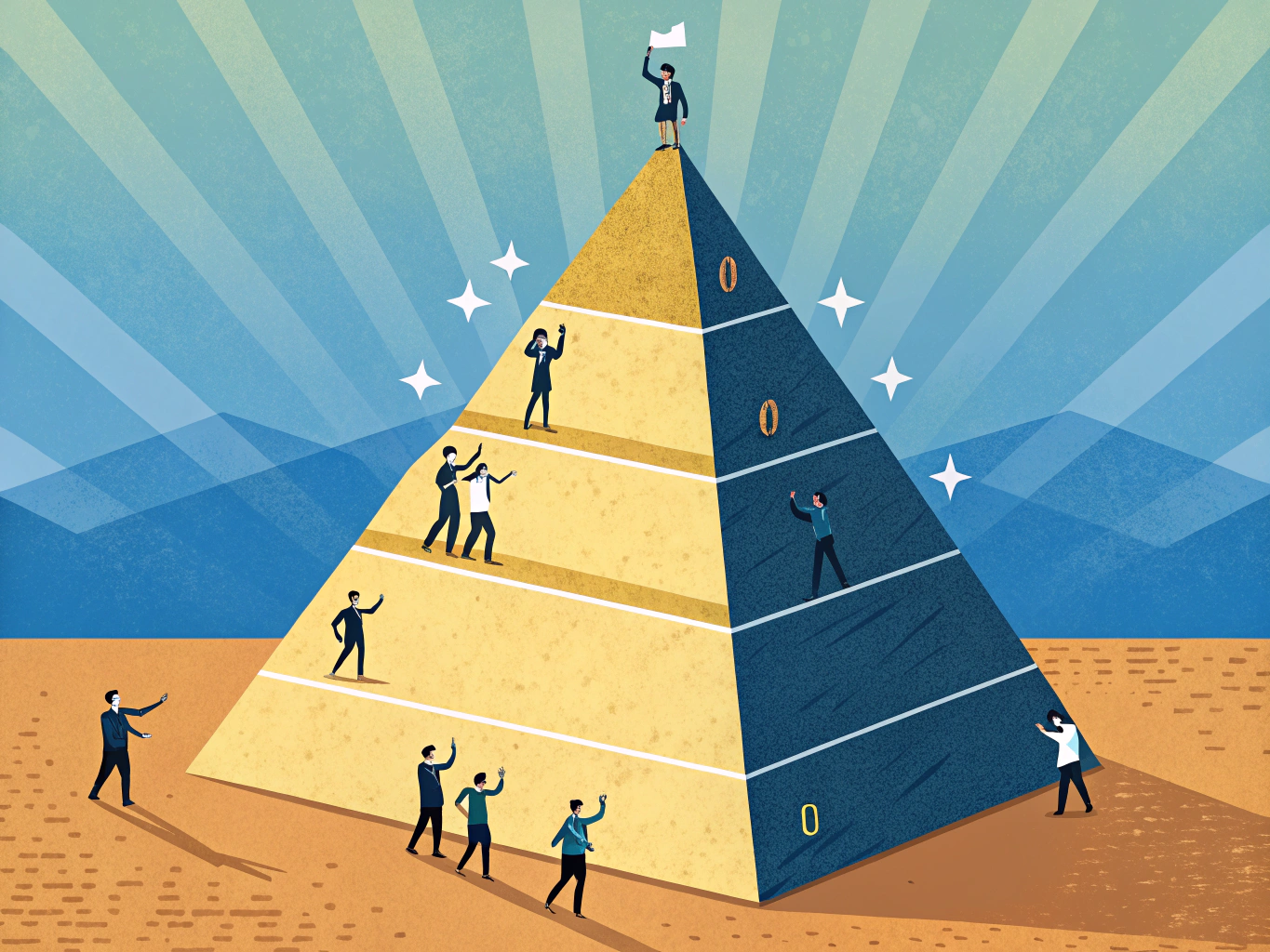 Sales funnel pyramid showing prospect to customer conversion journey
