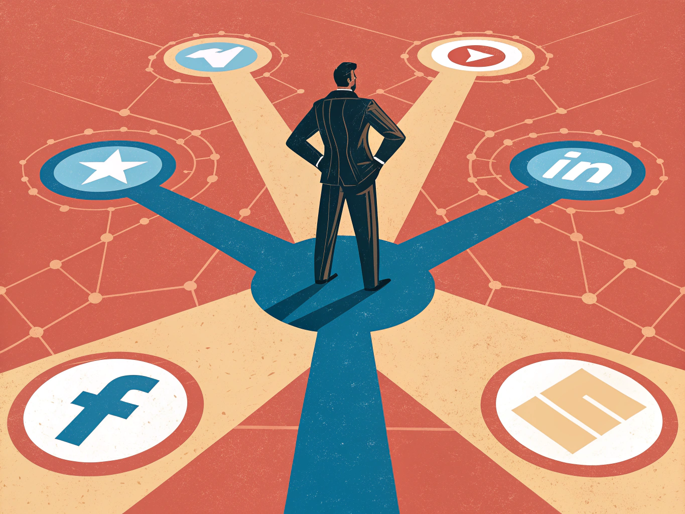 Professional navigating LinkedIn lead generation pathways with multiple target audience segments