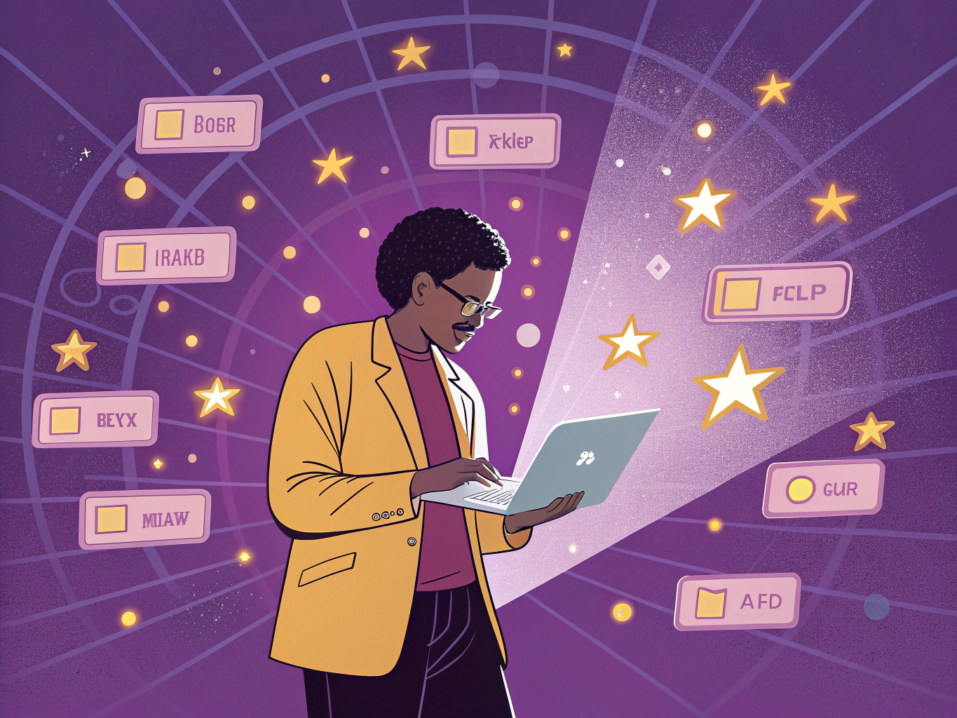 Content strategy with unique keywords standing out from common terms