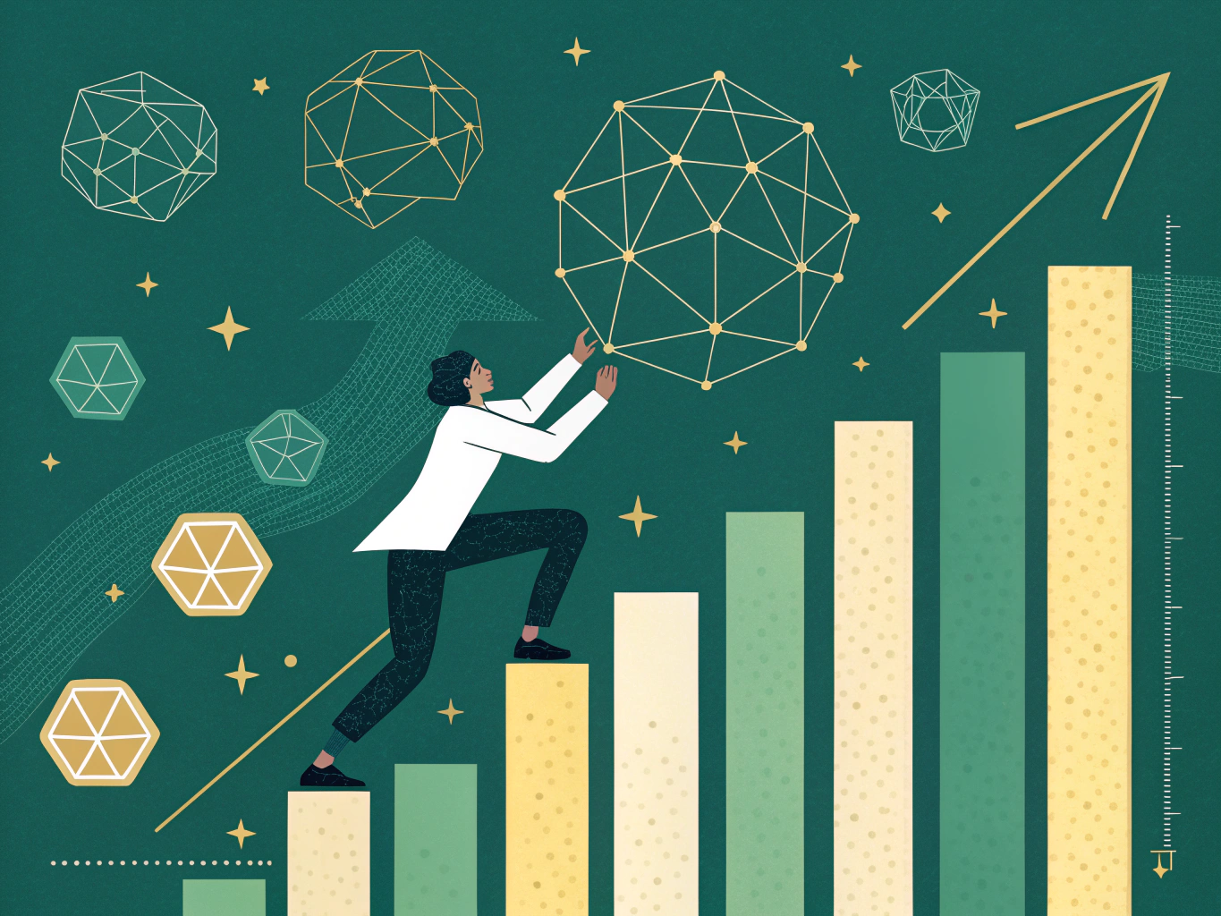 Content optimization dashboard with rising performance metrics
