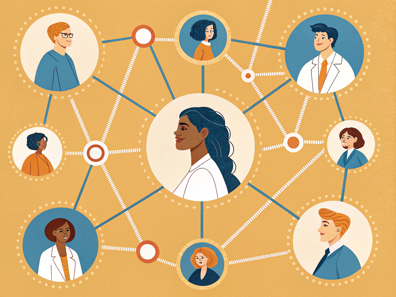 Authentic network building showing interconnected professionals and organic community growth