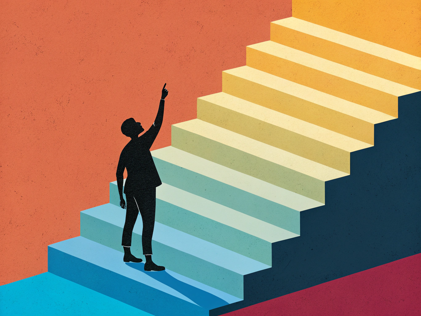 Illustration av personlig utveckling och karriärutveckling steg för steg