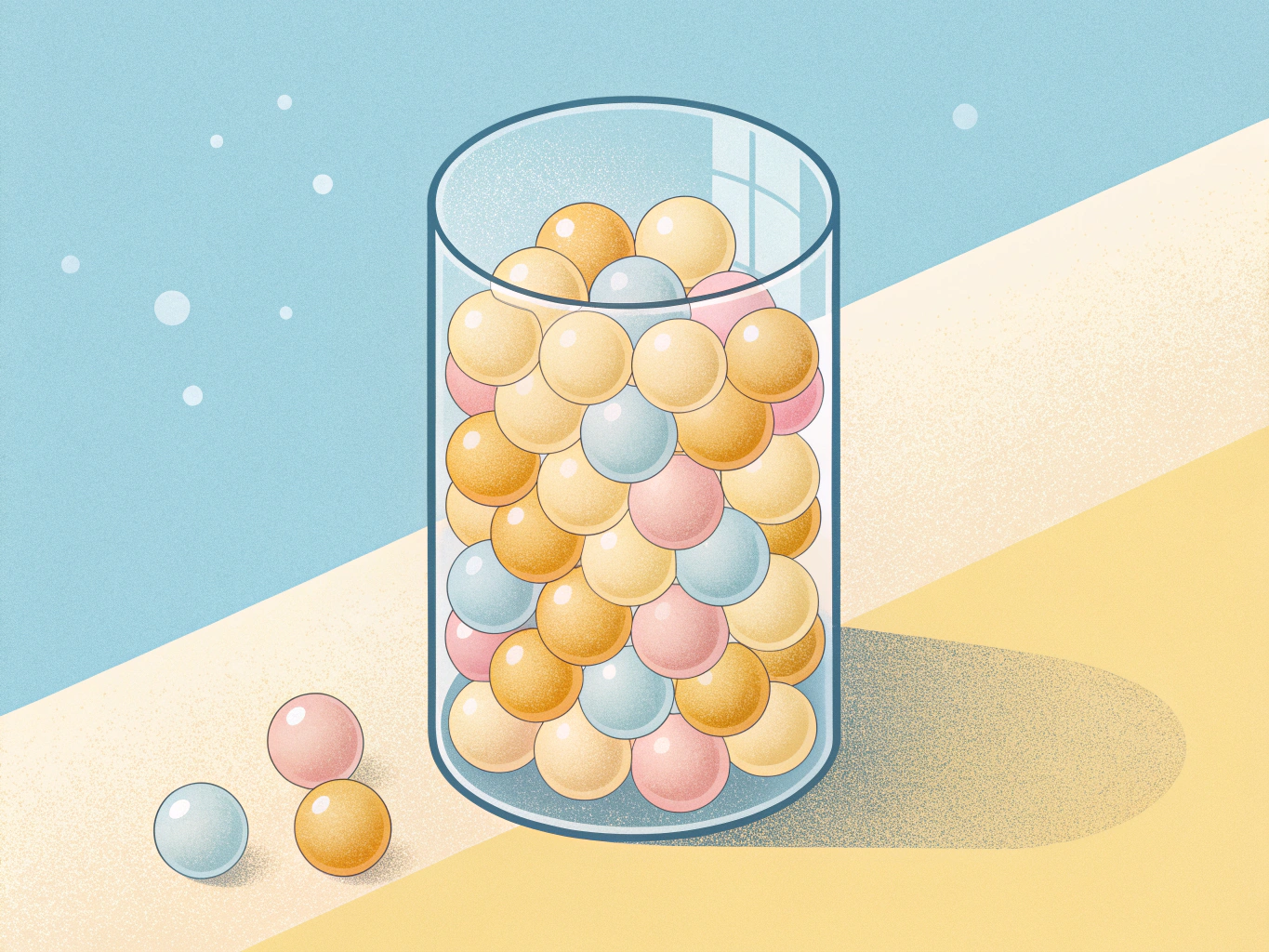 Illustration av procent som del av helhet, 25 av 100 kulor markerade