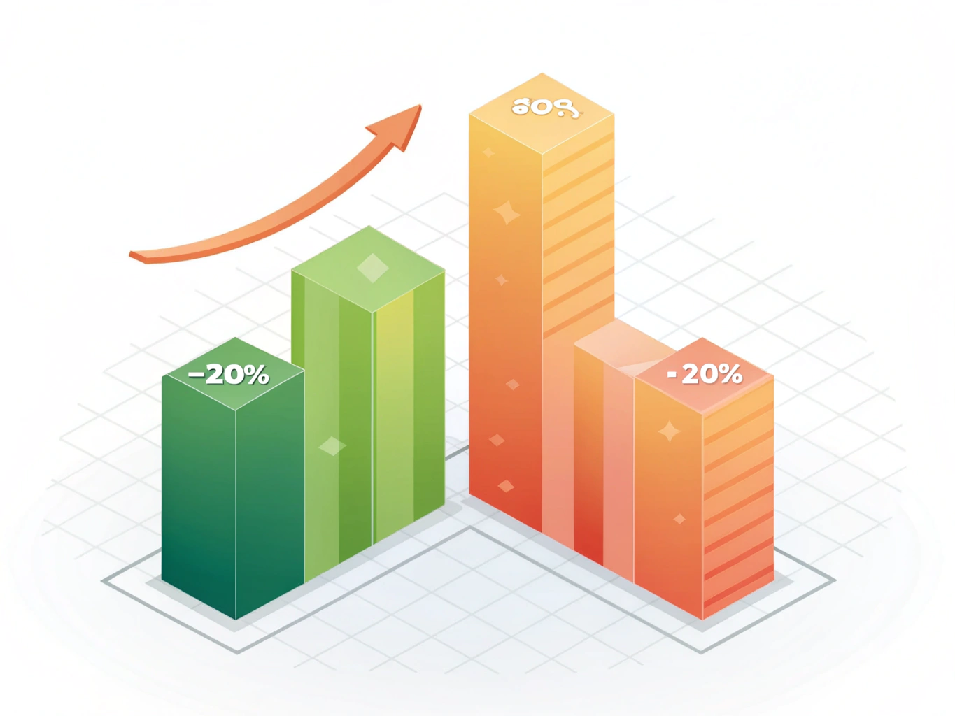 Illustration av procentuell förändring med exempel på ökning och minskning