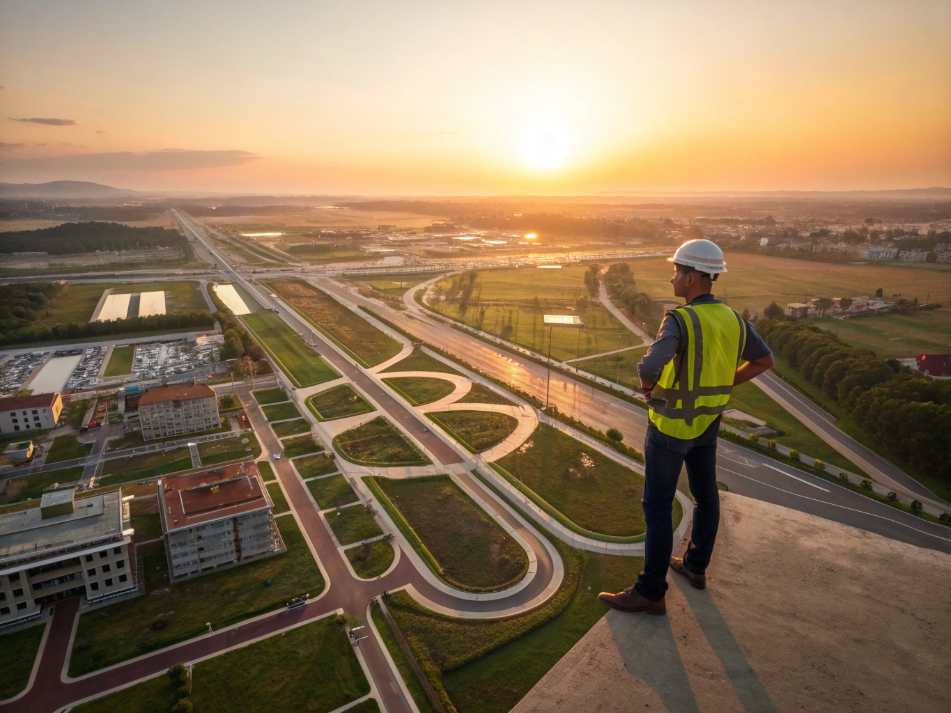 Civilingenjör överblickar sitt färdigställda projekt med stolthet