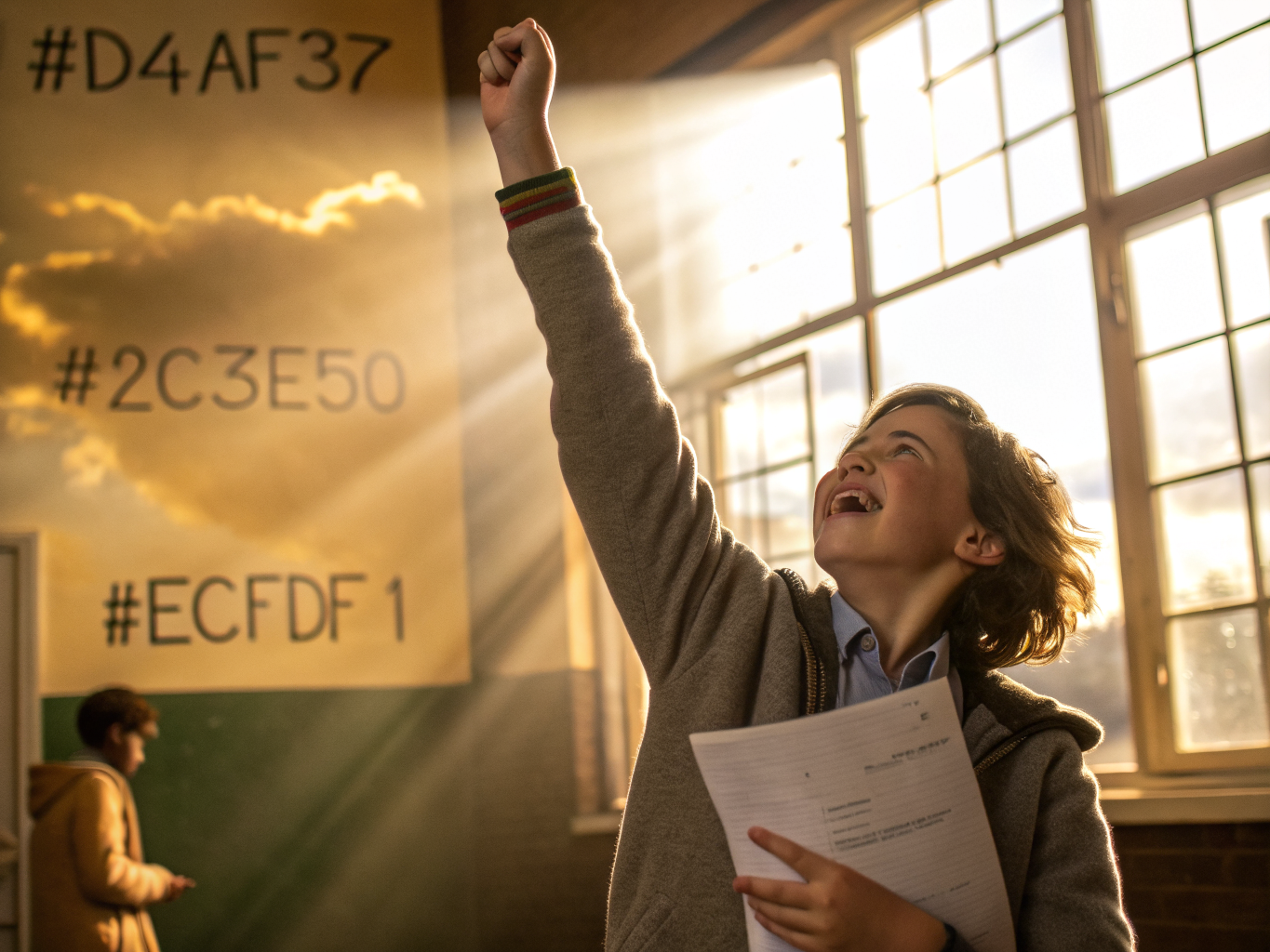 Elev firar sitt framgångsrika resultat på högskoleprovet läsförståelse