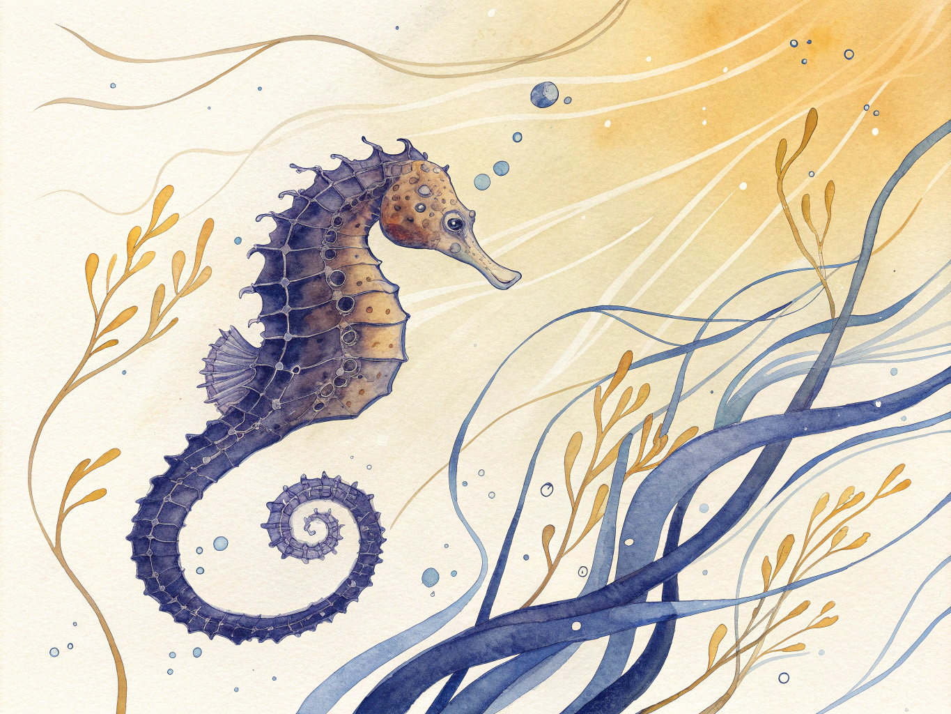Hypocampus visualiserad som en sjöhäst med minnesspår