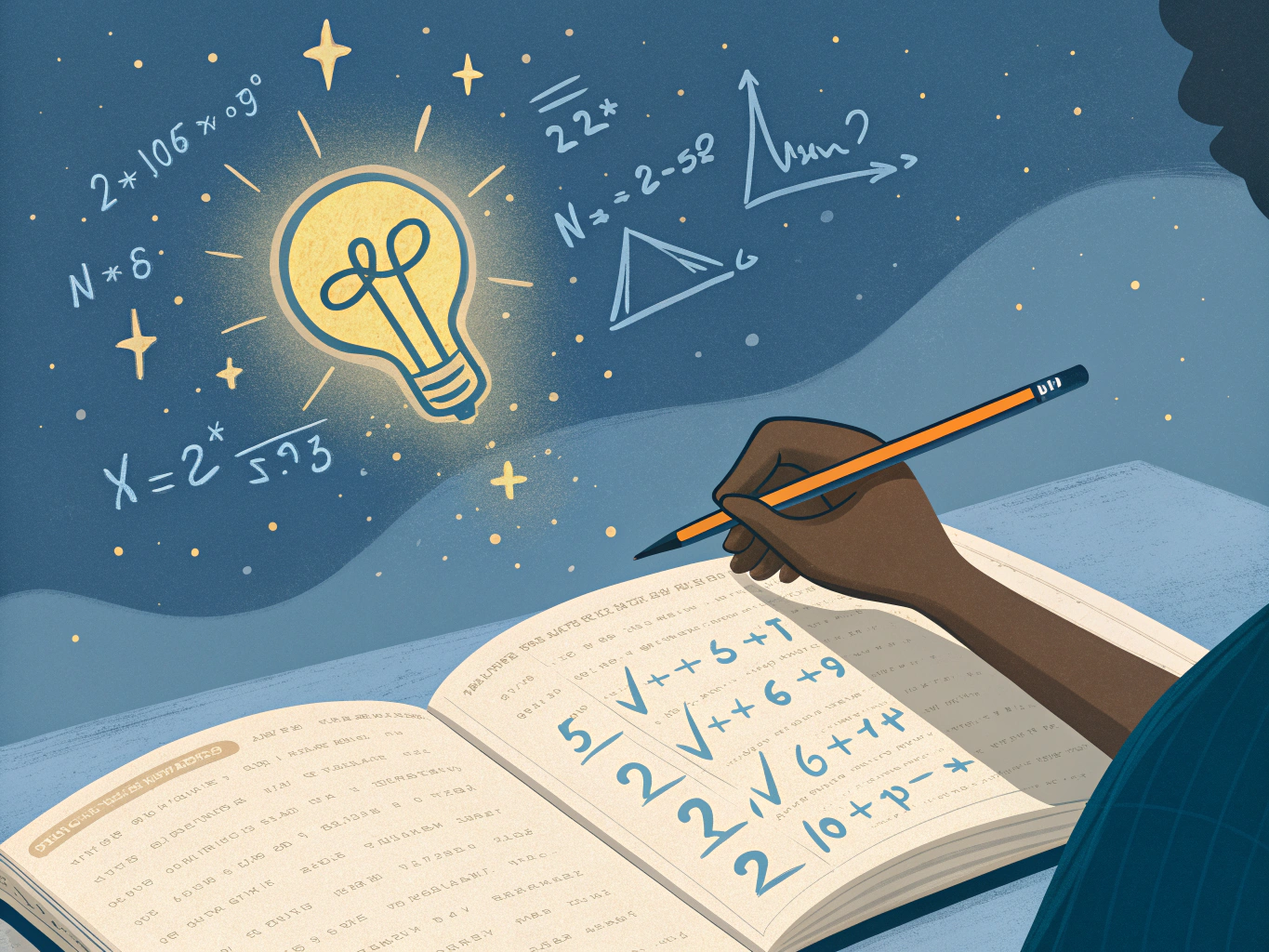 Elev löser andragradsekvation med pq formeln