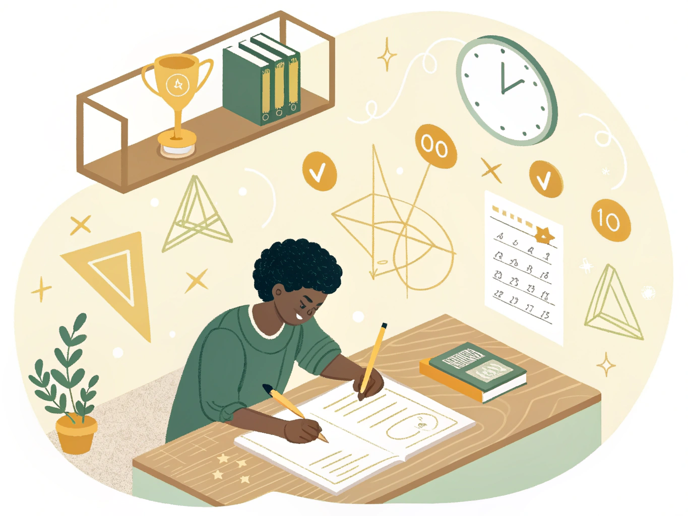 Student lyckas med omkrets-beräkningar inför högskoleprovet