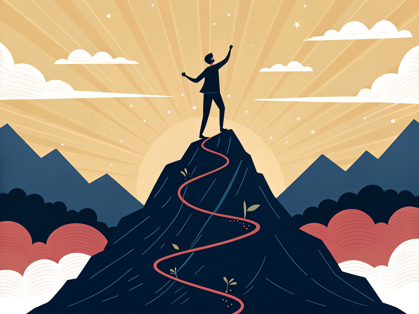 Illustration av framgång och nya möjligheter efter högskoleantagning