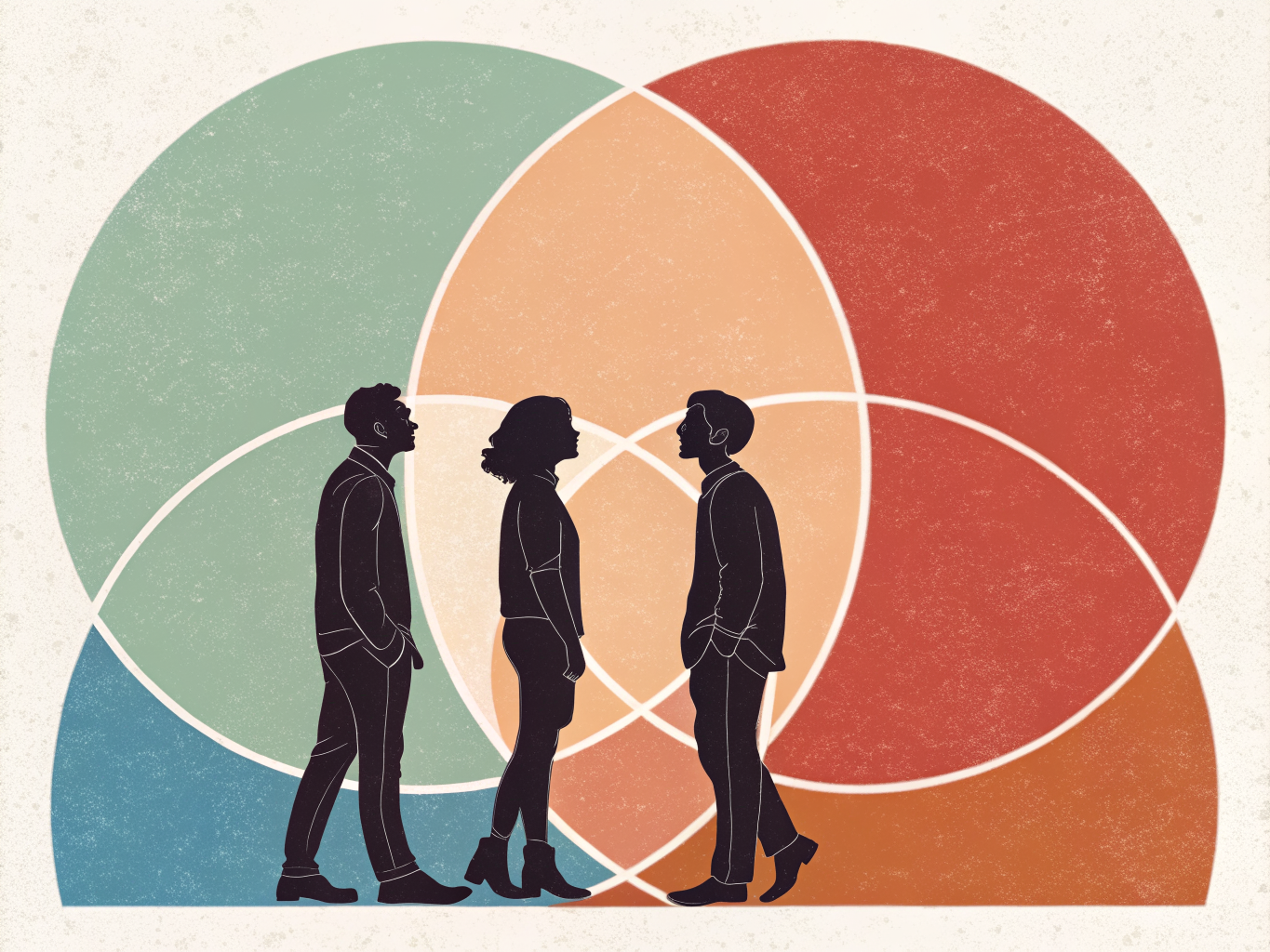 Studiegrupper och samarbete visualiserat som sammanflytande former