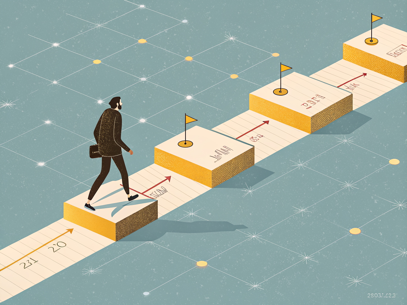 Studieplanering illustration med anteckningsbok, kaffe och organiserad arbetsyta