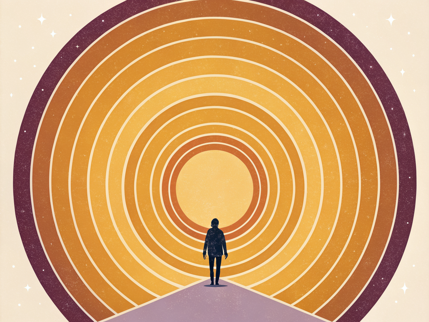 Illustration av spaced repetition och minnets utökning genom koncentriska cirklar