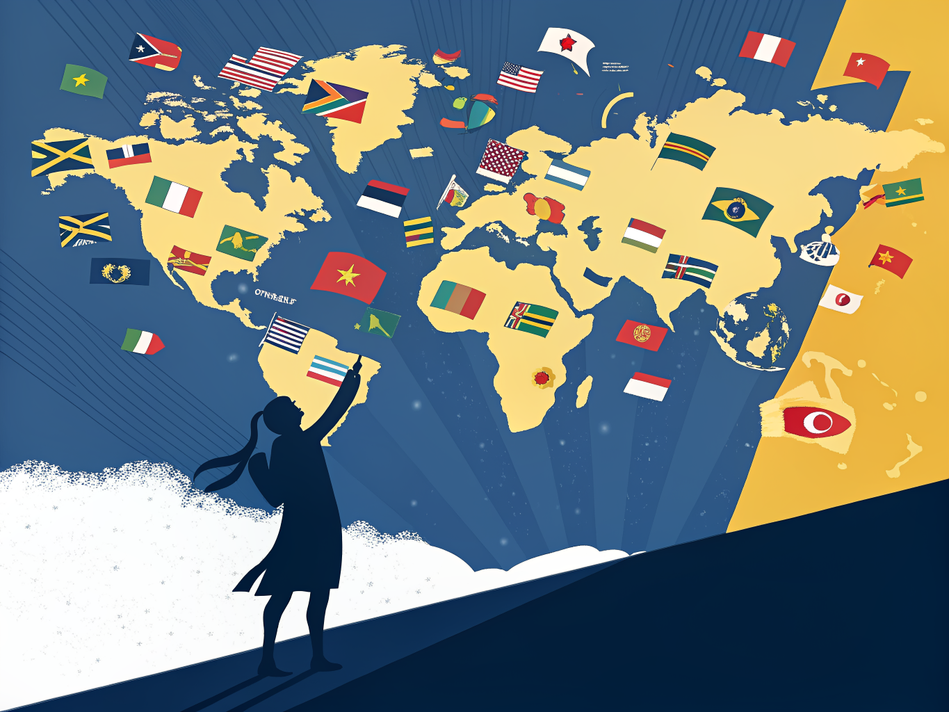 Flagg-quiz världen visualiserad som interaktiv inlärning