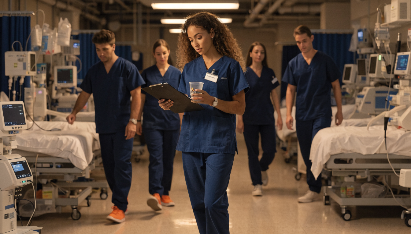 Sjuksköterska arbetar med medicinskt ansvar på vårdavdelning