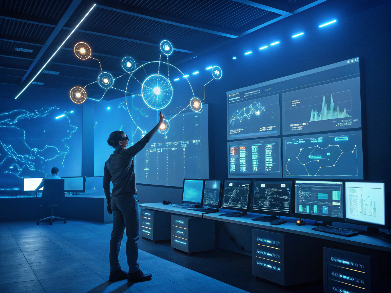 Modern SEO automation dashboard with connected workflows and real-time data analytics