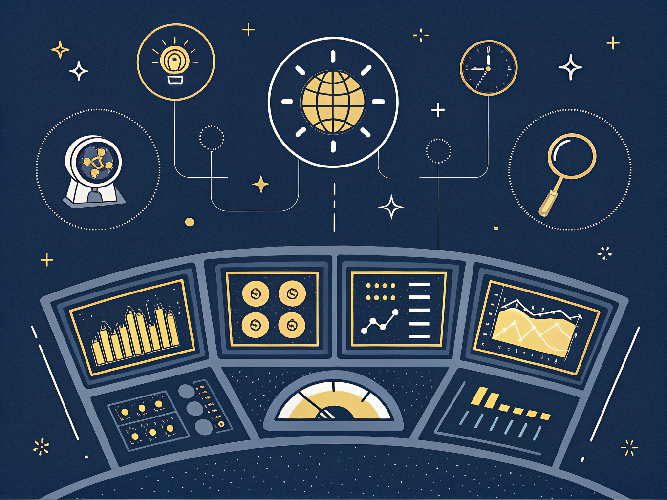 Visual guide to key machine learning capabilities in SEO tools: predictive forecasting, intent clustering, content scoring, anomaly detection, real-time optimization