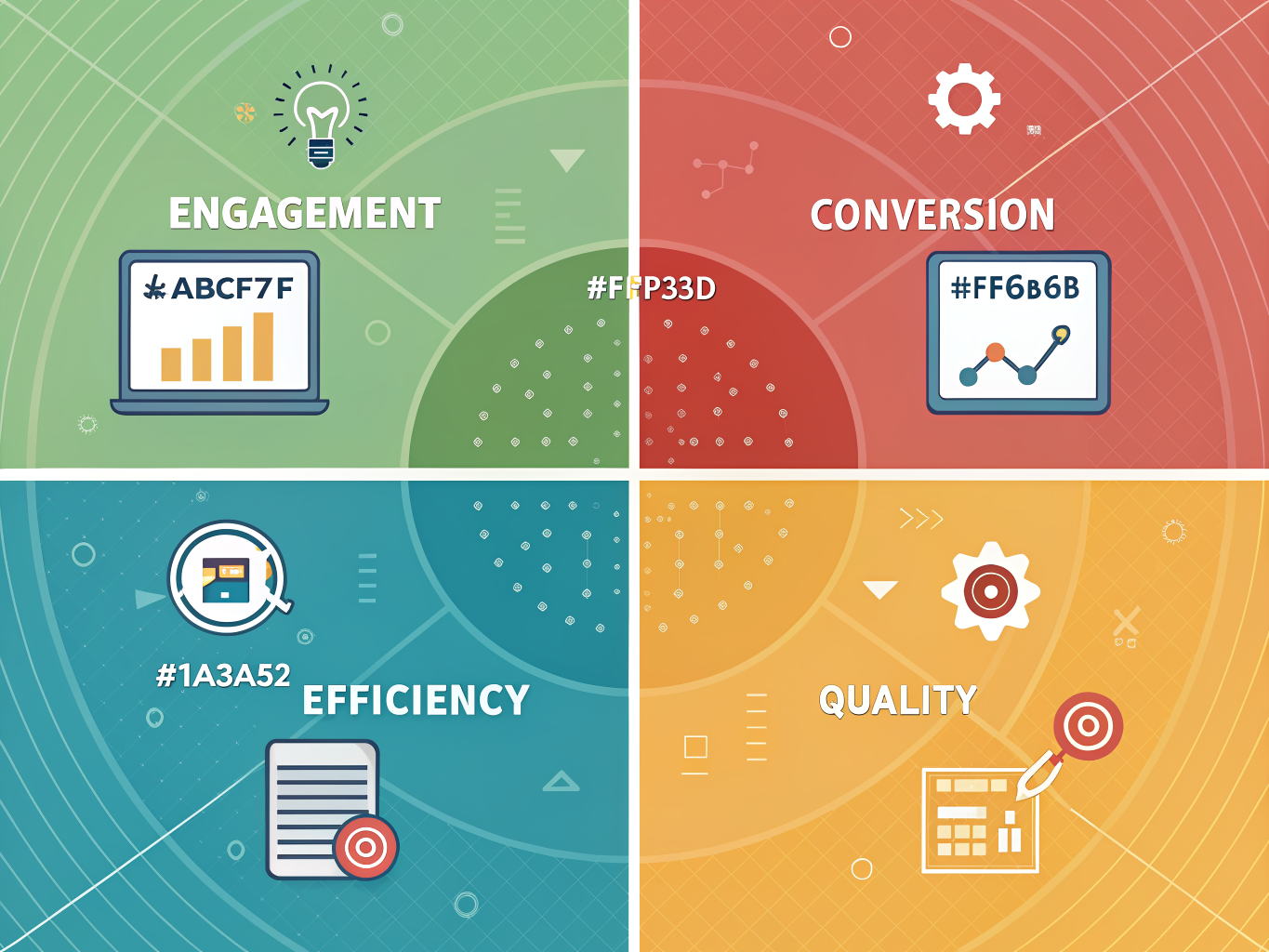 Four key metric categories for AI content performance analysis dashboard