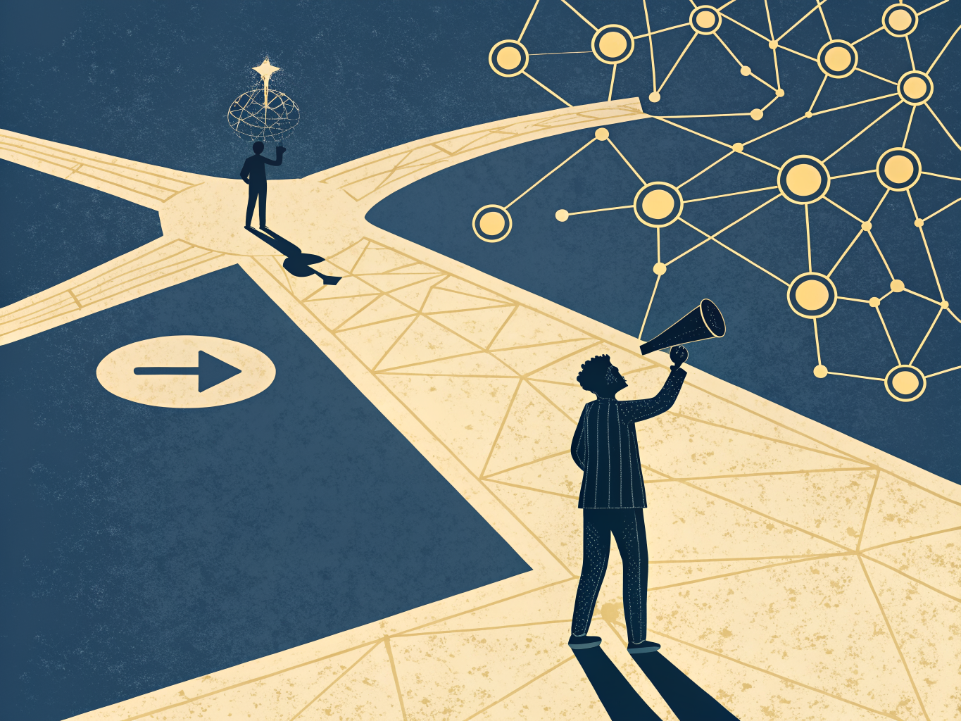 AI-driven content marketing strategy crossroads showing shift from volume to intelligence