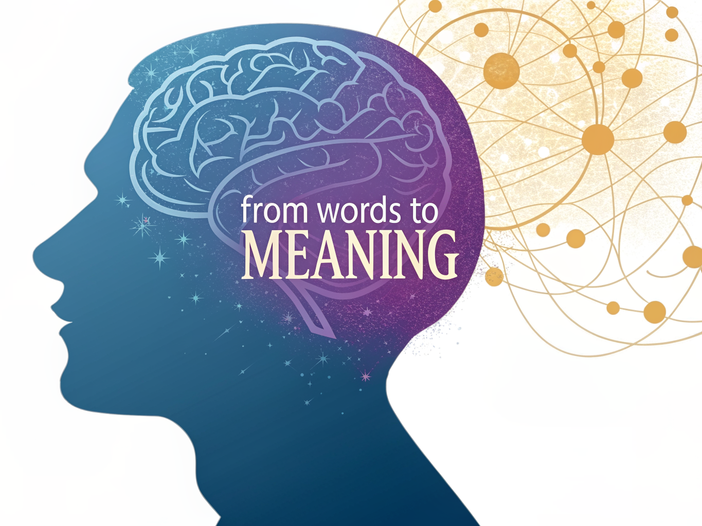 Visual metaphor comparing human language understanding to machine-based natural language processing