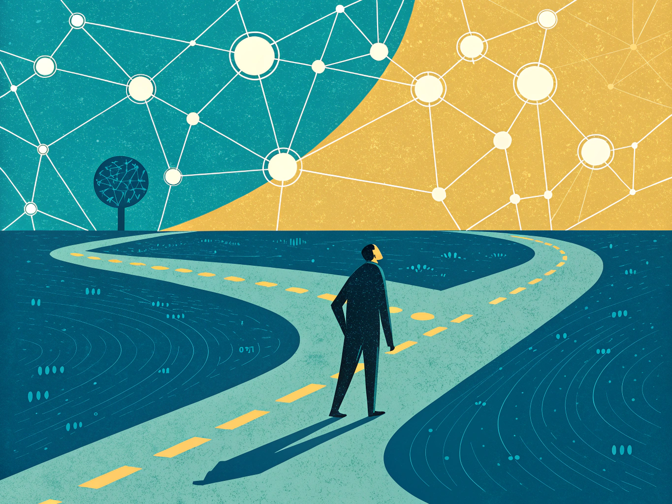 Visual metaphor showing the divergence between traditional SEO and AI-driven search optimization