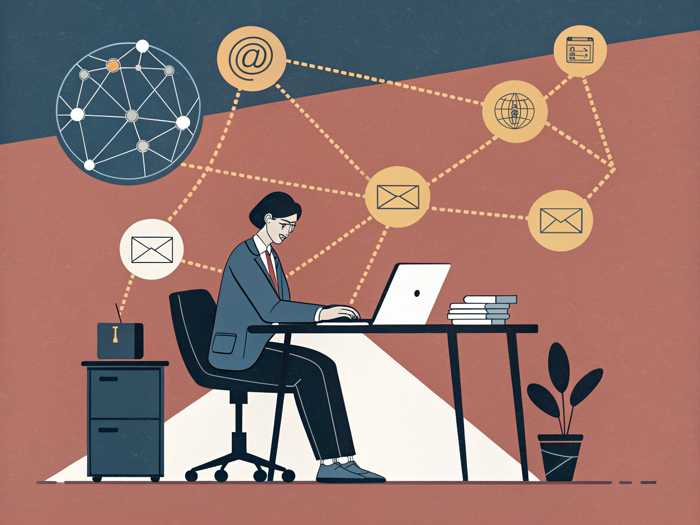 Professional using LinkedIn messaging templates to manage outreach efficiently