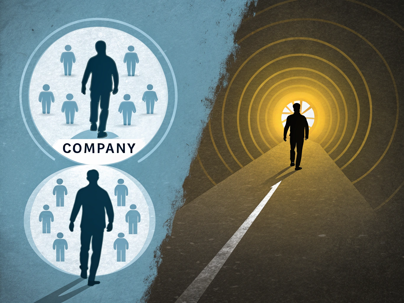 Visual representation of LinkedIn algorithm shift from company pages to employee personal profiles showing reach disparity