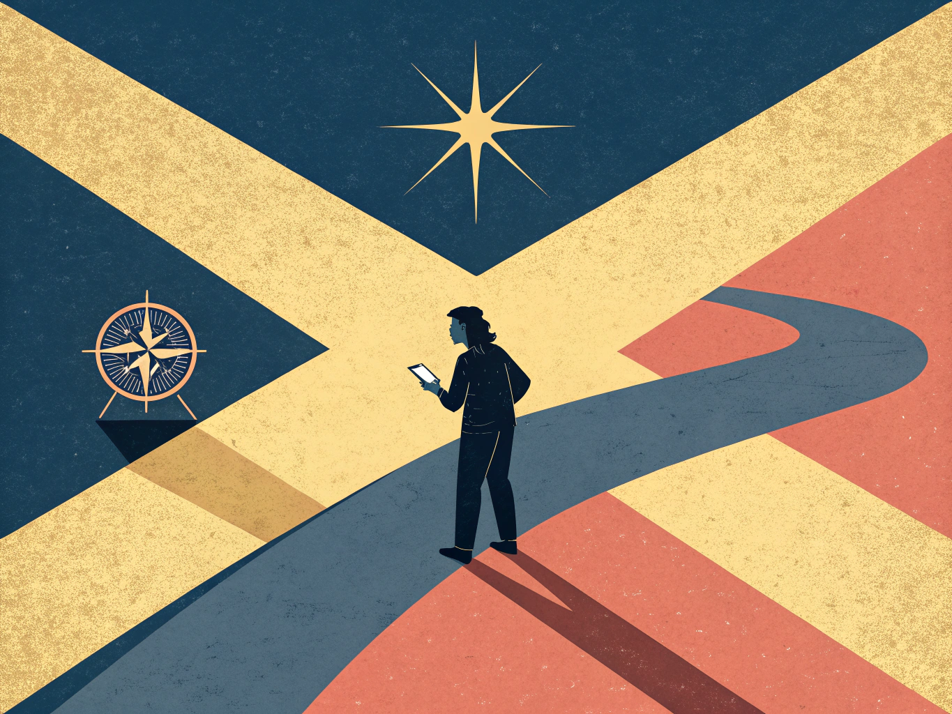 Illustration showing professional at crossroads deciding on LinkedIn Premium investment