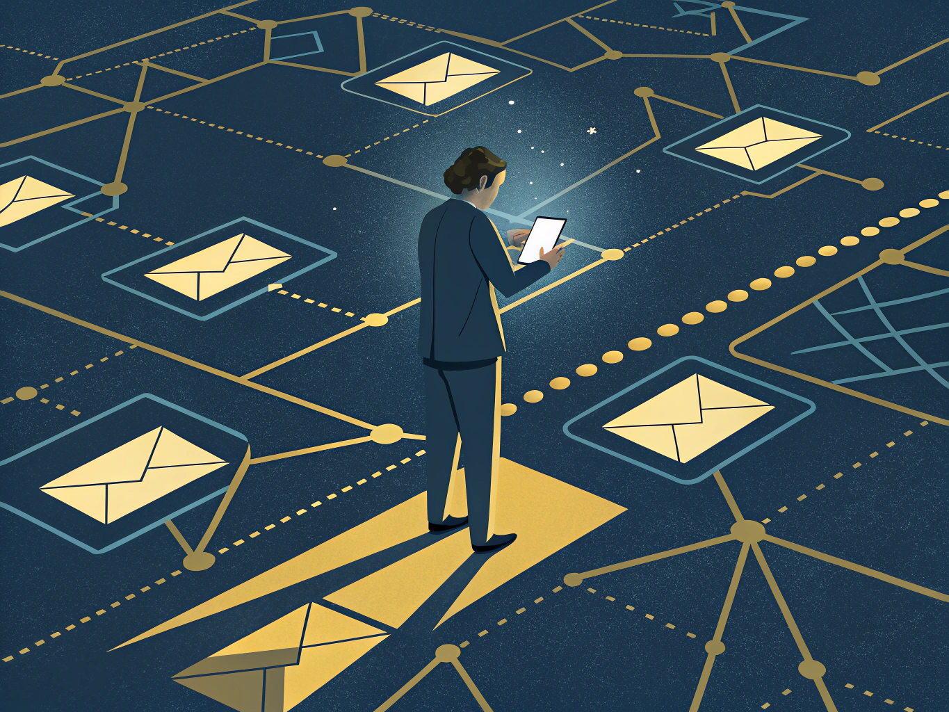 Professional navigating crowded LinkedIn messages with clarity and purpose
