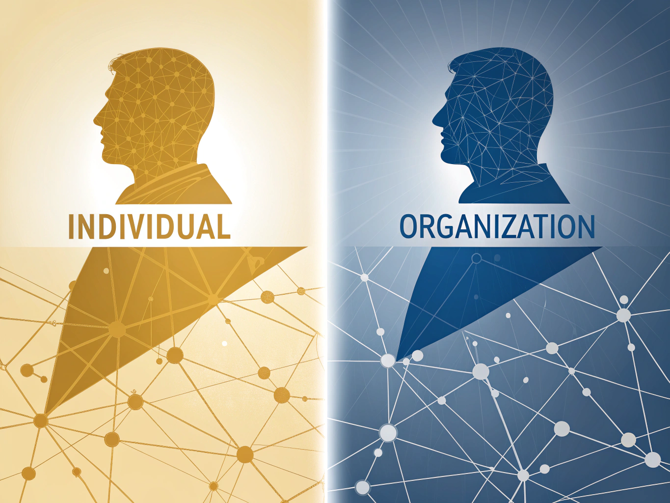 LinkedIn company page versus personal profile visual comparison showing individual versus organizational representation